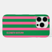 Groen en roze streepjespatroon gepersonaliseerd Case-Mate iPhone case (Achterkant (horizontaal))