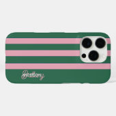 Groen en roze streepjespatroon gepersonaliseerd Case-Mate iPhone case (Achterkant (horizontaal))