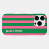 Groen en roze streepjespatroon gepersonaliseerd Case-Mate iPhone case (Achterkant (horizontaal))
