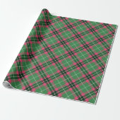 Groen en Roze Tartan geroteerd Cadeaupapier (Uitgerold)