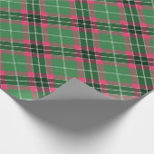 Groen en Roze Tartan geroteerd Cadeaupapier (Hoek)