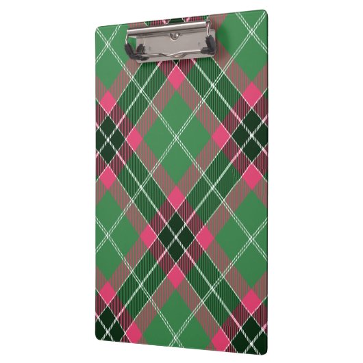Groen en Roze Tartan Klembord (Links)