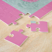 Groen en Roze Teacup & Rozen Legpuzzel (Zijkant)