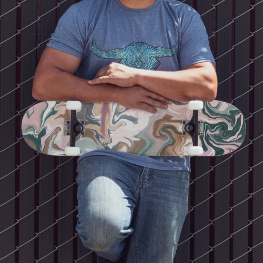 Groen en roze vloeibare acryl skateboard (Buiten 3)