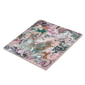 Groen en roze vloeibare acryl tegeltje (Zijkant)