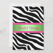 Groen en Roze, Zebra Bridal Shower Invitation Kaart (Achterkant)