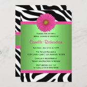 Groen en Roze, Zebra Bridal Shower Invitation Kaart (Voorkant / Achterkant)
