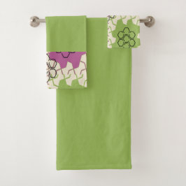 Groen en Roze Zeshoekig Bad Handdoek