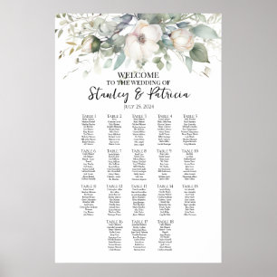 Groen en rozen bruiloft zitplaatsen grafiek 18 taf poster