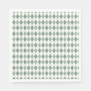 Groen en Taupe Argyle Patroon-Elegant Veelzijdig Servet