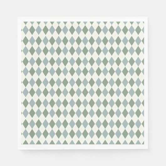 Groen en Taupe Argyle Patroon-Elegant Veelzijdig Servet (Voorkant)