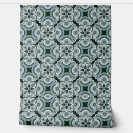 Groen en turquoise geometrisch behang 2' x 4'