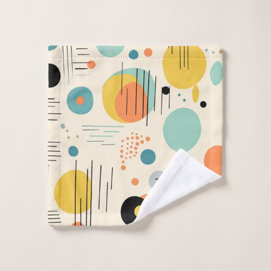 Groen en Turquoise Mid Century Modern Patroon Bad Handdoek (Wasdoekje)