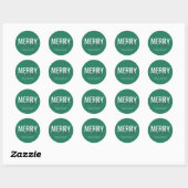 Groen en vrolijk kerstfeest ronde sticker (Vel)