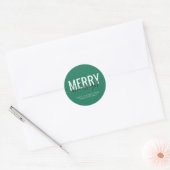 Groen en vrolijk kerstfeest ronde sticker (Envelop)