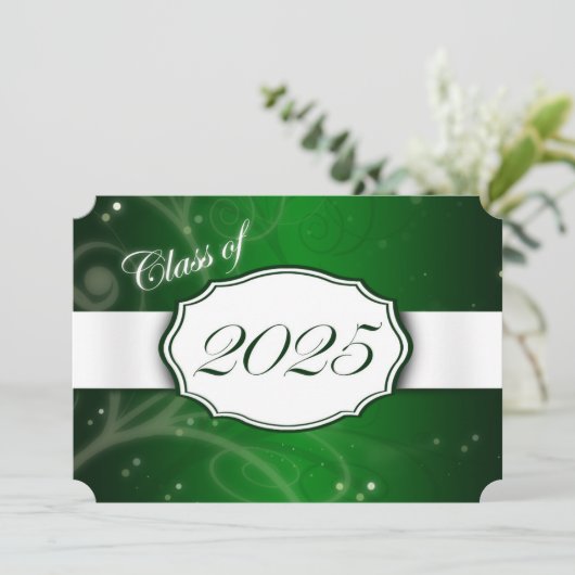 Groen en Wit 2025 Afstudeerfeest Kaart (Staand voorkant)