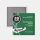 Groen en Wit 20 Jaar Klasse Reunion Magnet Magneet (Voorkant / Achterkant)