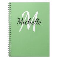 Groen en wit aangepast monogram Notitieboek