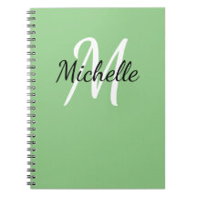 Groen en wit aangepast monogram Notitieboek
