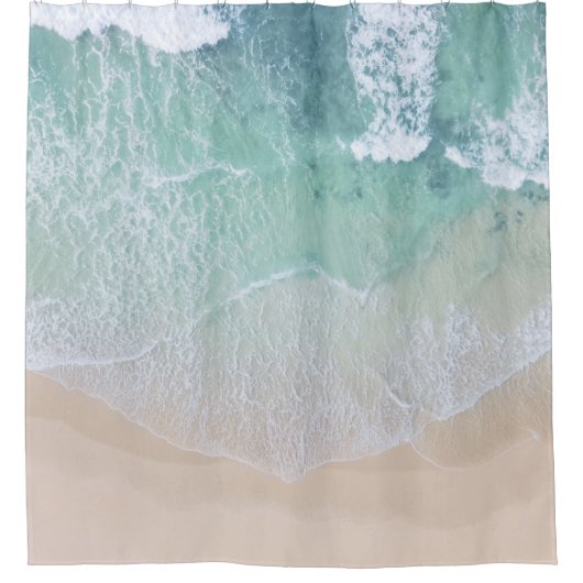 Groen en wit aanloopzand en zeeschildpad douchegordijn (Voorkant)