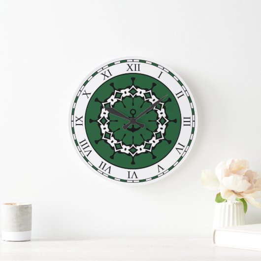 Groen en wit Abstract autisch anker Grote Klok (Huis)
