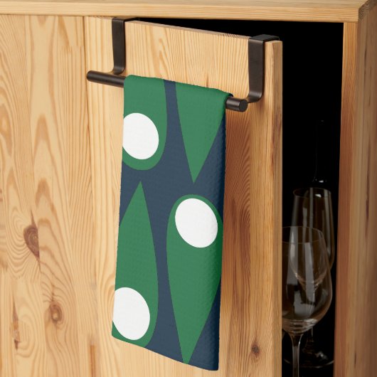 Groen en Wit Abstract Patroon Theedoek (Derde Gevouwen)