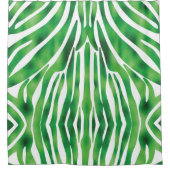 Groen en wit Abstract Stripe patroon Douchegordijn (Voorkant)