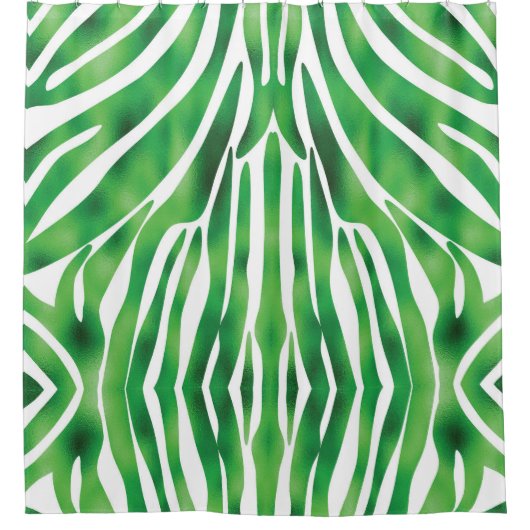 Groen en wit Abstract Stripe patroon Douchegordijn (Voorkant)