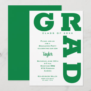 Groen en wit afstudeerfeest kaart
