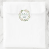 Groen en wit Bloemen Afstuderen Envelope Seal Ronde Sticker (Tas)