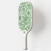 Groen en Wit Bloemen Paisley Monogram Pickleball Paddle (Links)