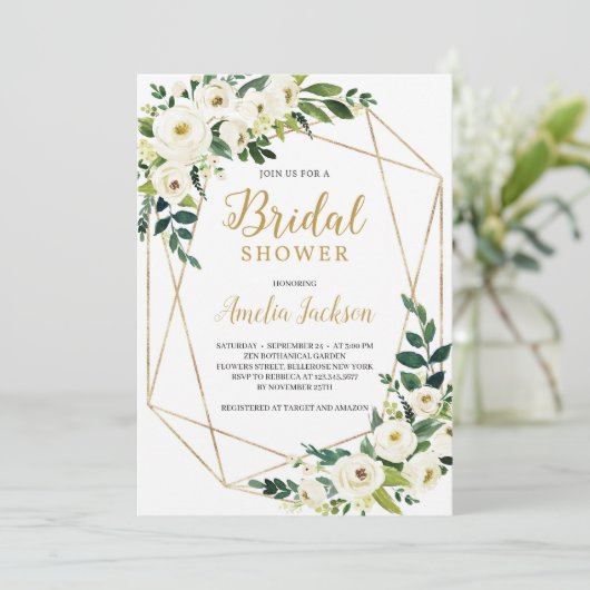 Groen en wit bloemenrustiek vrijgezellenfeest kaart (Staand voorkant)