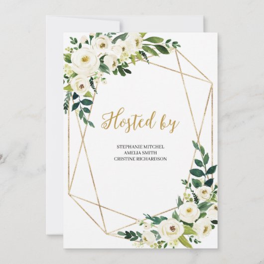 Groen en wit bloemenrustiek vrijgezellenfeest kaart (Achterkant)