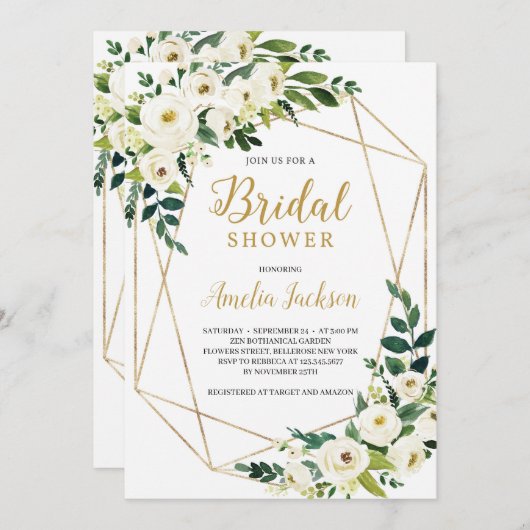 Groen en wit bloemenrustiek vrijgezellenfeest kaart (Voorkant / Achterkant)