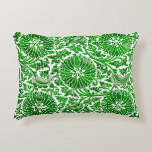 Groen en wit bloemmotief accent kussen