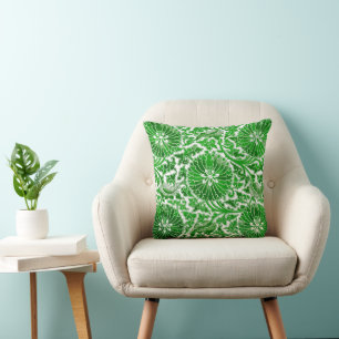 Groen en wit bloemmotief kussen