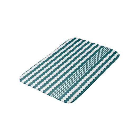 Groen en wit Chevron Design Badmat (Gekanteld)