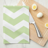 Groen en wit Chevron Pattern Theedoek (Quarter Fold)