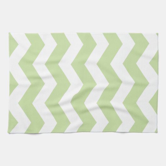Groen en wit Chevron Pattern Theedoek (Horizontaal)
