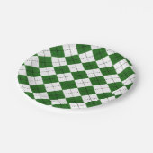 Groen en wit Classic Argyle Patroon Papieren Bordje (Gekanteld)