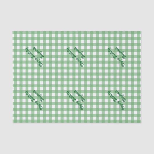 Groen en Wit Classic Gingham Pattern Tissuepapier (Voorkant)