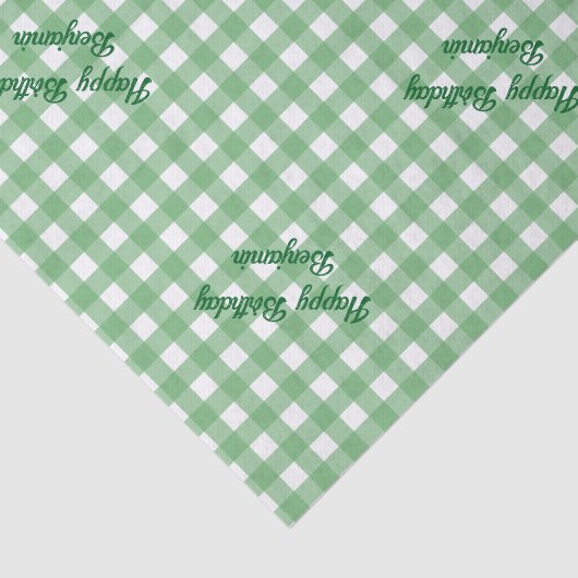 Groen en Wit Classic Gingham Pattern Tissuepapier (Detail)