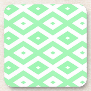 Groen en wit diamantpatroon bier onderzetter