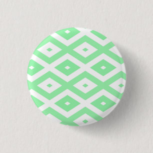 Groen en wit diamantpatroon ronde button 3,2 cm