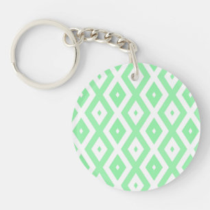Groen en wit diamantpatroon sleutelhanger