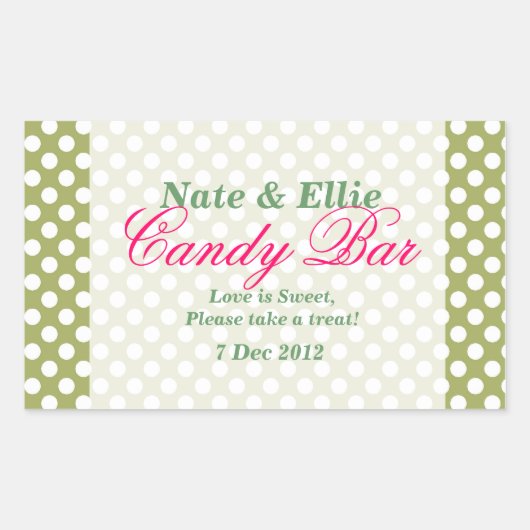 Groen en wit dotty Snoep Bar Sticker (Voorkant)