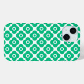 Groen en wit eenvoudig bloemmotief retro Case-Mate iPhone case (Achterkant (horizontaal))