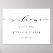 Groen en Wit Eenvoudig Welkomstteken van de bruilo Poster (Voorkant)