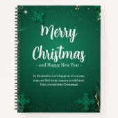 Groen en Wit Eenvoudige Kerstdag 8,5"x 11" Notitieboek (Voorkant)