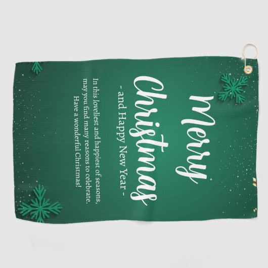 Groen en Wit Eenvoudige Kerstdag en Nieuwjaar Golfhanddoek (Horizontaal)